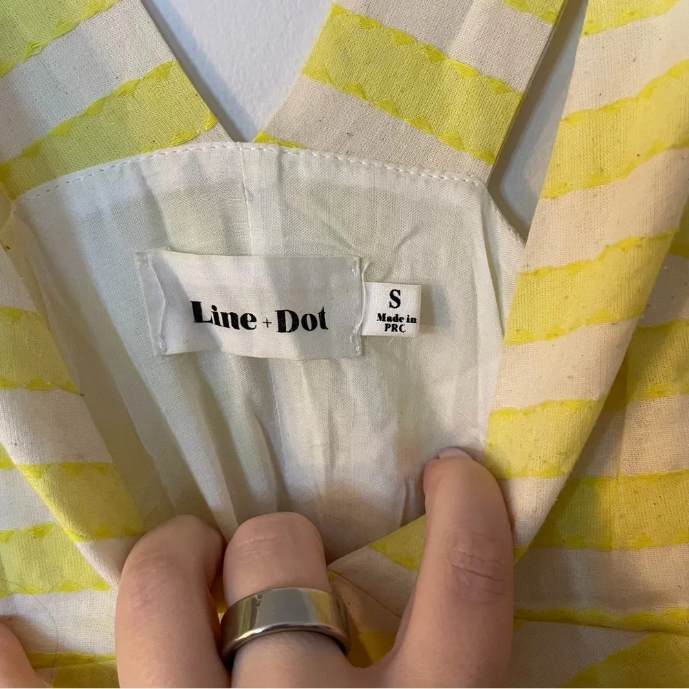 Line + Dot Yellow Striped Dress small - Picture 3 of 5
